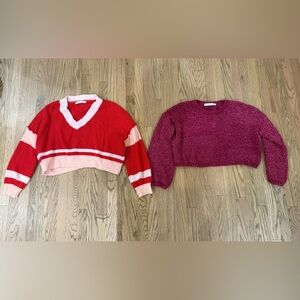 Altar'd State Red/ Pink V-Neck Sweater and Maroon sweater